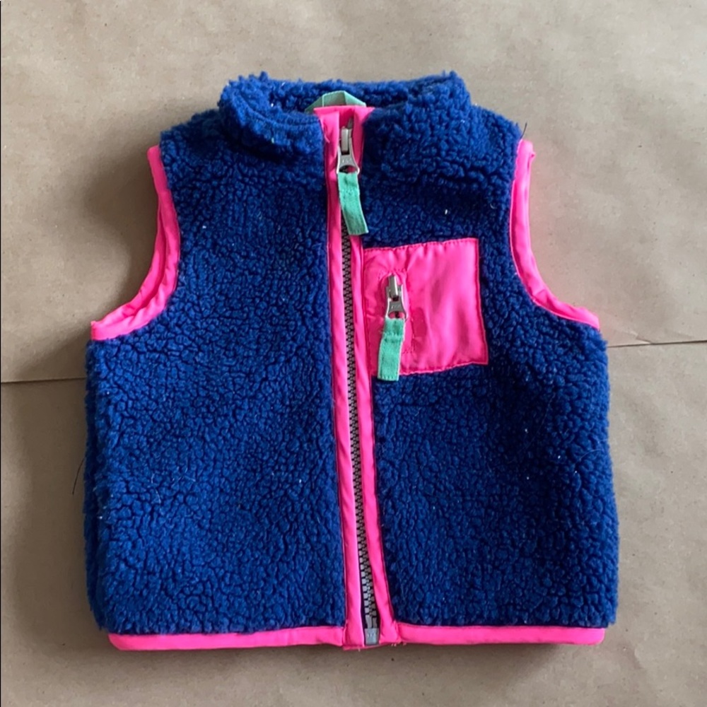 Carters Adorable 1991 Sherpa vest in navy/pink